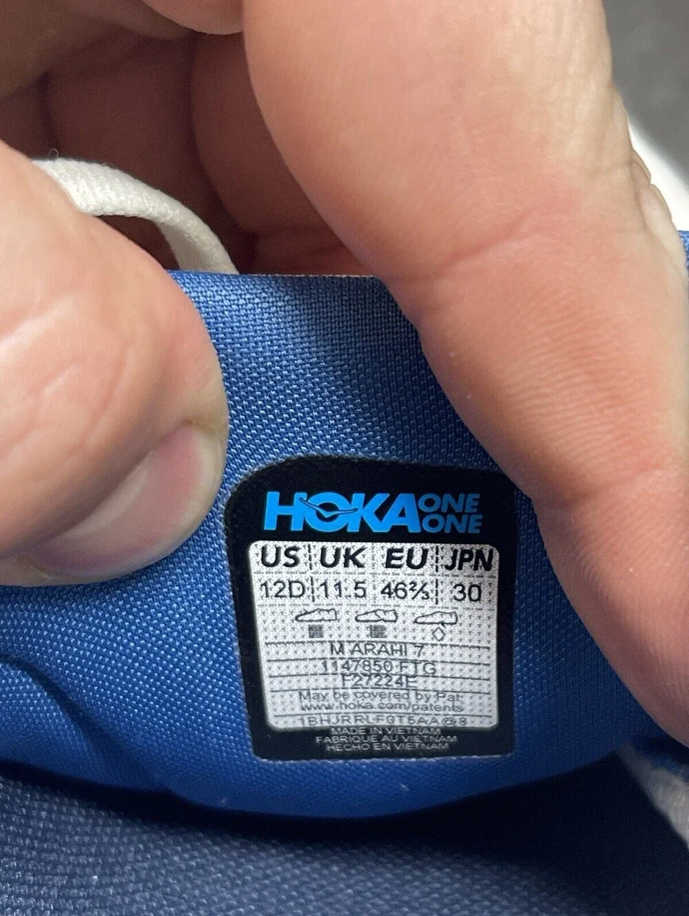 HOKA Arahi 7 Mens Size 12 White Virtual Blue Stability Running Walking Shoes